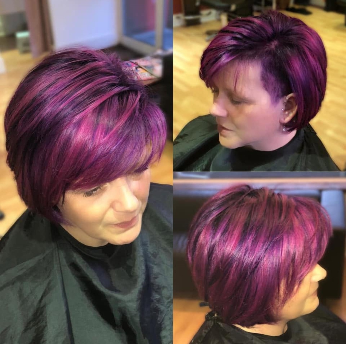 Vibrant purple pixie haircut